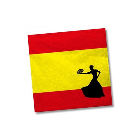 40x Spanje landen vlag thema servetten 33 x 33 cm
