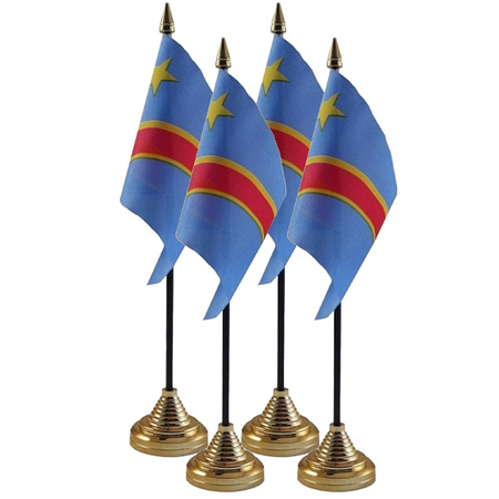 4x stuks Congo tafelvlaggetje 10 x 15 cm met standaard