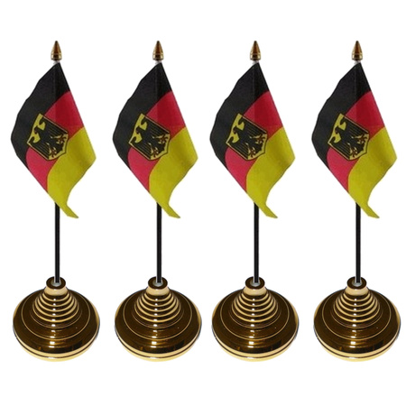 4x pieces germany with eagle table flag 10 x 15 cm with base