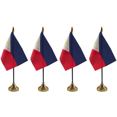 4x pieces Philippines table flag 10 x 15 cm with base