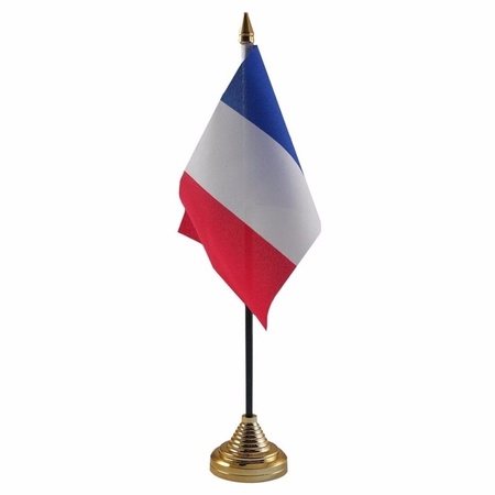 4x stuks Frankrijk tafelvlaggetje 10 x 15 cm met standaard