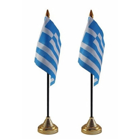 4x stuks griekenland tafelvlaggetje 10 x 15 cm met standaard
