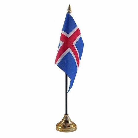 4x stuks iJsland tafelvlaggetjes 10 x 15 cm met standaard