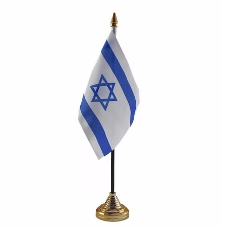 4x stuks israel tafelvlaggetjes 10 x 15 cm met standaard