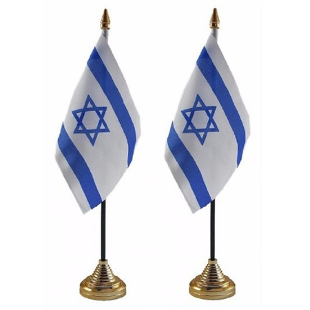 4x stuks israel tafelvlaggetjes 10 x 15 cm met standaard
