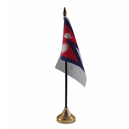 4x stuks Nepal tafelvlaggetjes 10 x 15 cm met standaard