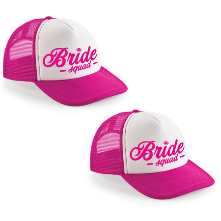 4x pieces pink/ white Bride Squad script cap for women