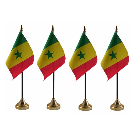 4x stuks Senegal tafelvlaggetjes 10 x 15 cm met standaard