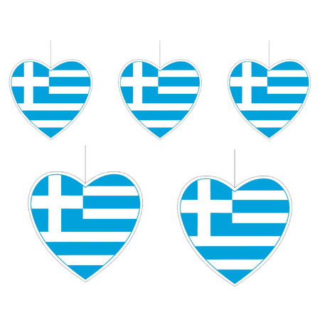 5-delige hou van griekenland versiering set hartjes van 14 cm en 28 cm