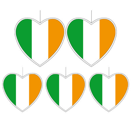 5-delige hou van Ierland versiering set hartjes van 14 cm en 28 cm