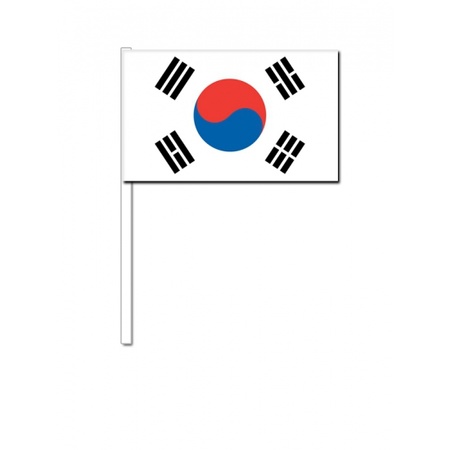 50 stuks papieren zwaaivlaggetjes Zuid Korea 12 x 24 cm