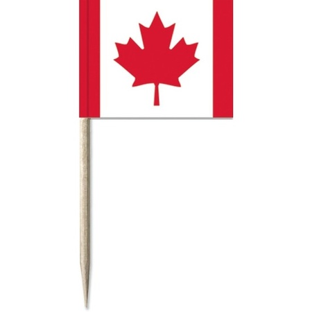 50x Cocktail picks Canada 8 cm flags country decoration