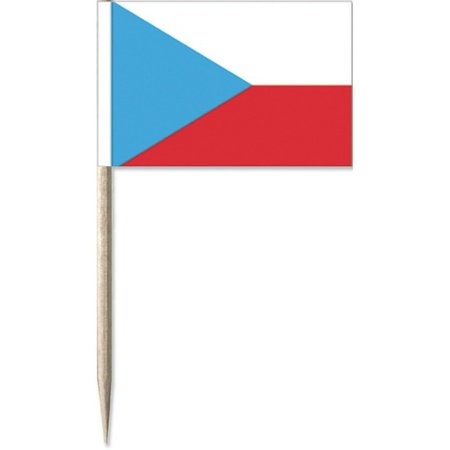50x Cocktailprikkers Tsjechië 8 cm vlaggetje landen decoratie
