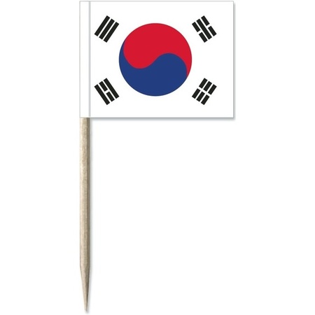 50x Cocktail picks South Korea 8 cm flags country decoration