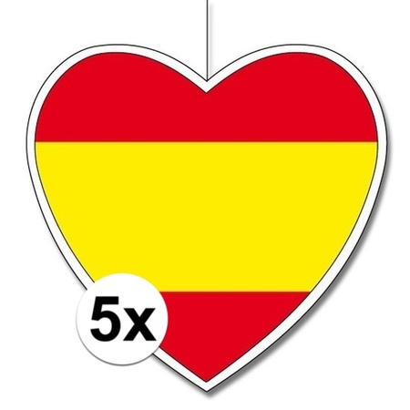 5x Spanje hangdecoratie harten 14 cm