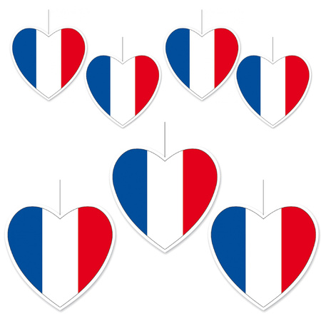 7-delige hou van Frankrijk versiering set hartjes van 14 cm en 28 cm