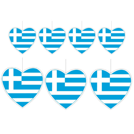 7-delige hou van griekenland versiering set hartjes van 14 cm en 28 cm