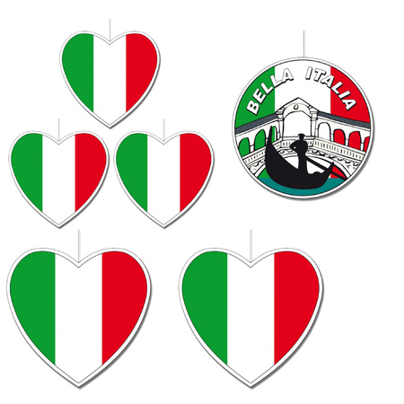7-delige hou van Italie versiering set hartjes en deco van 14 cm/28 cm