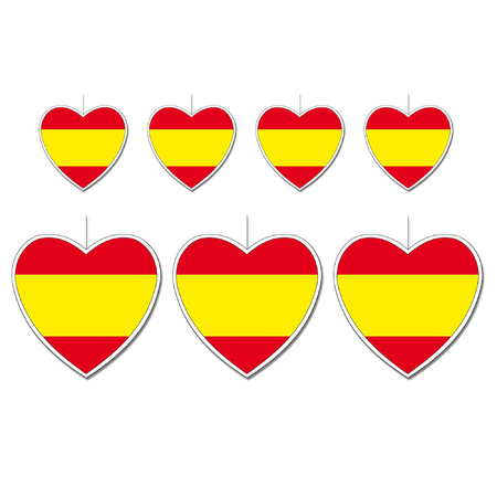 Spain flag hearts decorations set 7-parts 14 cm and 28 cm