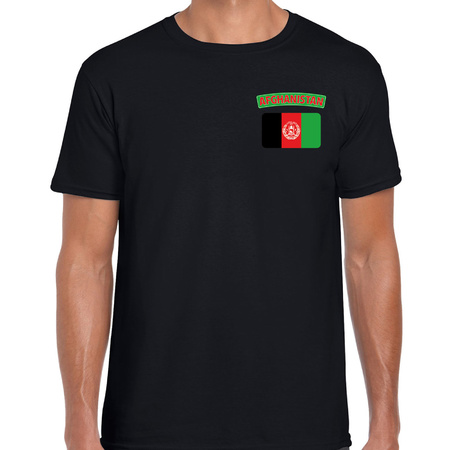 Afghanistan t-shirt met vlag zwart op borst voor heren
