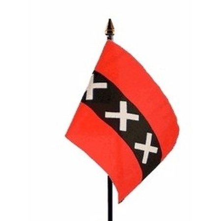 Amsterdam tafelvlaggetje 10 x 15 cm met standaard
