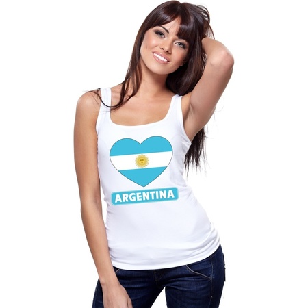 Argentinie hart vlag singlet shirt/ tanktop wit dames