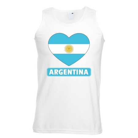 Argentinie hart vlag singlet shirt/ tanktop wit heren