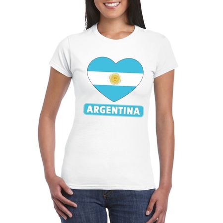 Argentinie hart vlag t-shirt wit dames