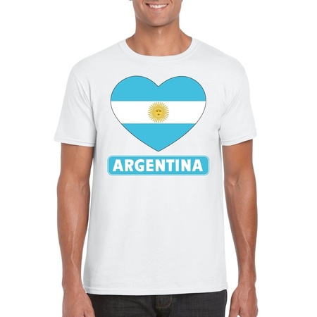 Argentinie hart vlag t-shirt wit heren