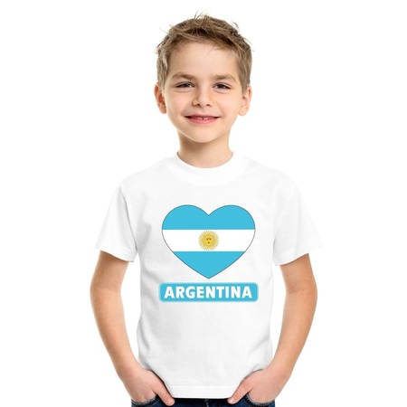 Argentinie hart vlag t-shirt wit jongens en meisjes