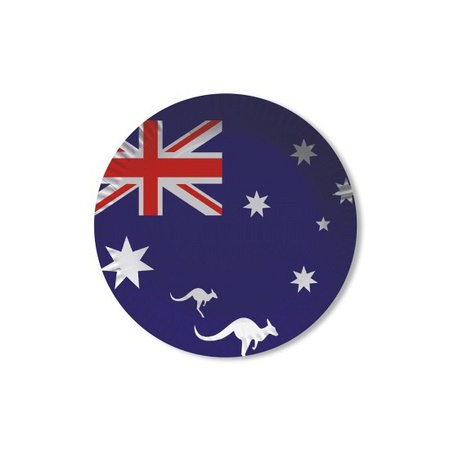 Australia flag disposable plates - 8x pieces - dia 23 cm