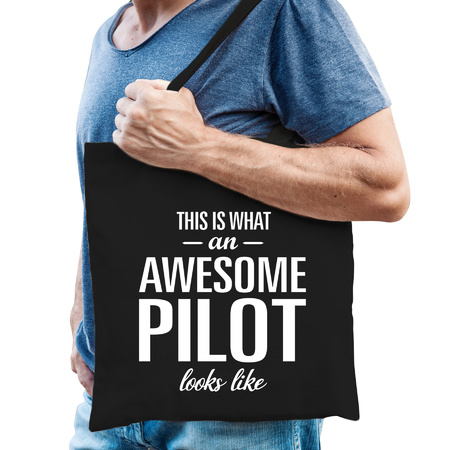 Awesome pilot / geweldige piloot cadeau tas zwart voor dames en heren