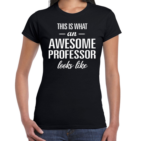 Awesome professor / geweldige hoog lerares cadeau t-shirt zwart voor dames