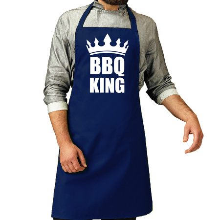 BBQ King barbeque schort / keukenschort kobalt blauw voor heren