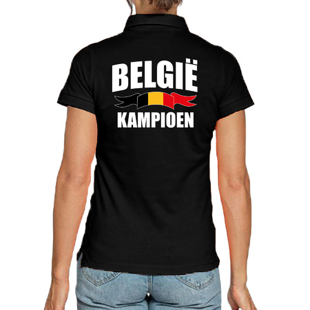 Belgie kampioen supporter poloshirt zwart EK/ WK voor dames