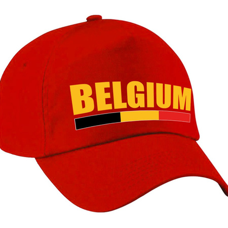 Supporters set Cap red Belgium with flag colors make-up stick