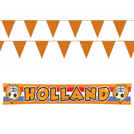 Orange Holland bunting flags 2x 10 meters and large flag 60 x 370 cm