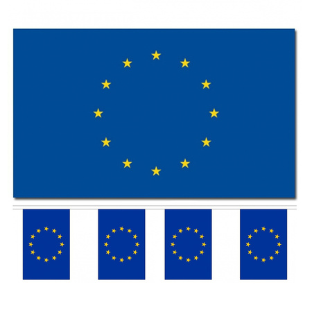 Bellatio Decorations - Flags deco set - Europe - Flag 90 x 150 cm and guirlande 3 meters