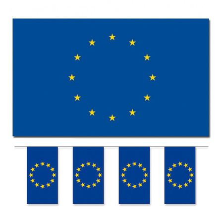 Bellatio Decorations - Flags deco set - Europe - Flag 90 x 150 cm and guirlande 5 meters