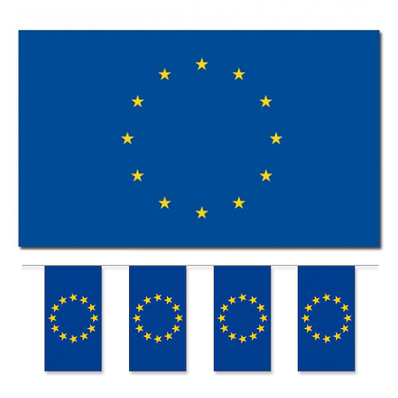 Bellatio Decorations - Flags deco set - Europe - Flag 90 x 150 cm and guirlandes 5 meters
