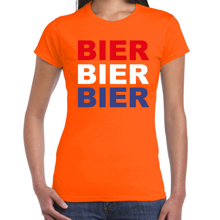 Bier t-shirt oranje voor dames - Koningsdag / EK/WK shirts