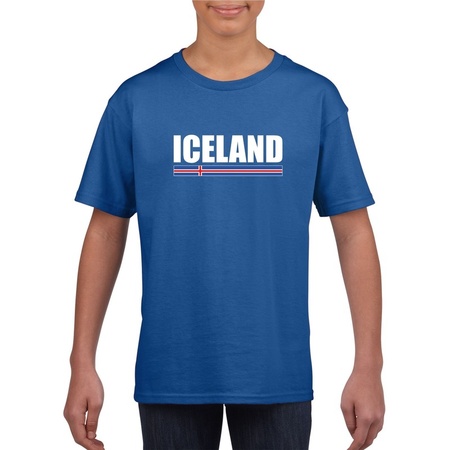 Blauw IJsland supporter t-shirt voor kinderen