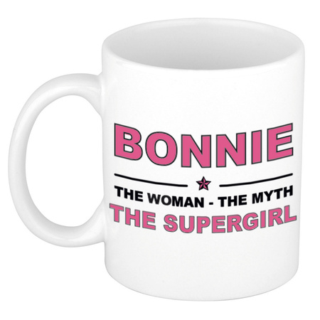 Bonnie The woman, The myth the supergirl bedankt cadeau mok/beker 300 ml keramiek