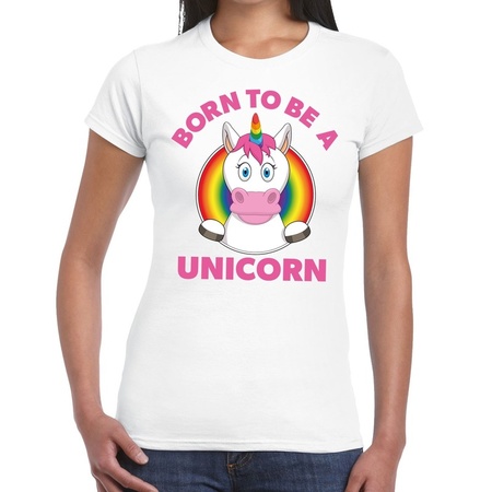 Born to be a unicorn gay pride t-shirt wit dames