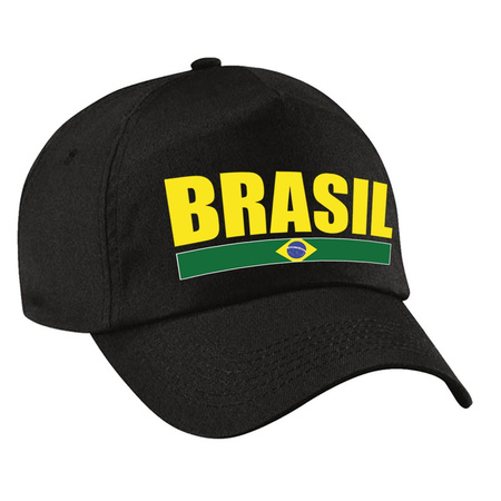 Brasil supporter pet  / cap Brazilie zwart volwassenen