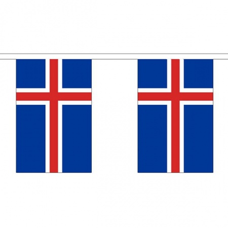 Bellatio Decorations - Vlaggen versiering set - Ijsland - Vlag 90 x 150 cm en vlaggenlijn 3 meter