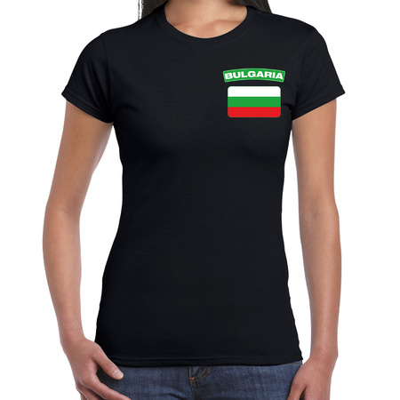 Bulgaria t-shirt met vlag Bulgarije zwart op borst voor dames