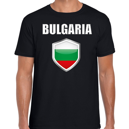 Bulgarije landen supporter t-shirt met Bulgaarse vlag schild zwart heren