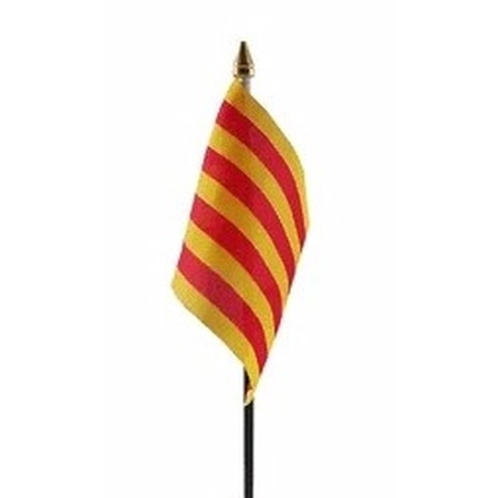 Catalonie tafelvlaggetjes - 4x stuks - 10 x 15 cm - met standaard