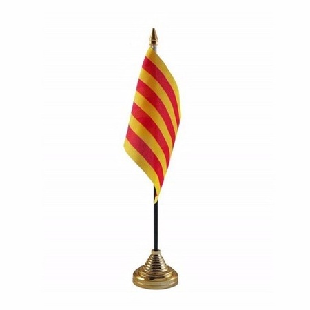 Catalonie tafelvlaggetjes - 2x stuks - 10 x 15 cm - met standaard